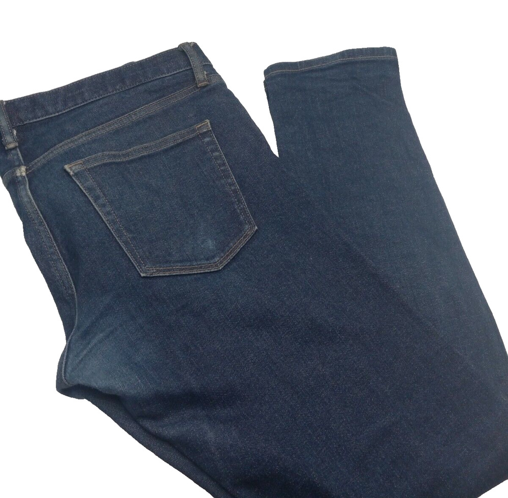 Uniqlo Jeans Blue Stretch Slim Straight Low Rise Pants Womens Sz 12 (34 x 31 )